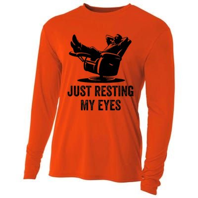 Just Resting My Eyes Funny Dad  Funny FatherS Day Cooling Performance Long Sleeve Crew