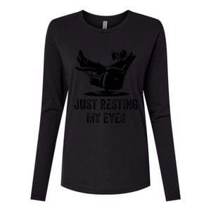 Just Resting My Eyes Funny Dad  Funny FatherS Day Womens Cotton Relaxed Long Sleeve T-Shirt