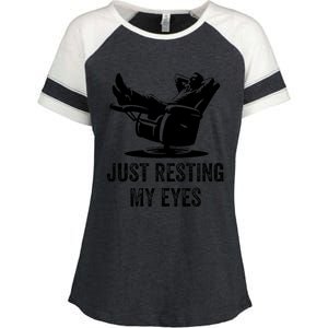 Just Resting My Eyes Funny Dad  Funny FatherS Day Enza Ladies Jersey Colorblock Tee