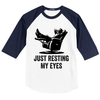 Just Resting My Eyes Funny Dad  Funny FatherS Day Baseball Sleeve Shirt