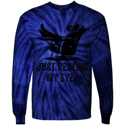 Just Resting My Eyes Funny Dad  Funny FatherS Day Tie-Dye Long Sleeve Shirt