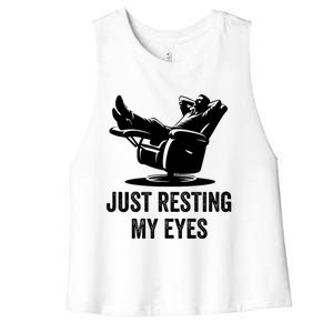 Just Resting My Eyes Funny Dad  Funny FatherS Day Women's Racerback Cropped Tank