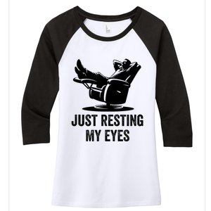 Just Resting My Eyes Funny Dad  Funny FatherS Day Women's Tri-Blend 3/4-Sleeve Raglan Shirt