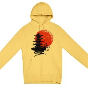 Japanese Red Moon Premium Pullover Hoodie