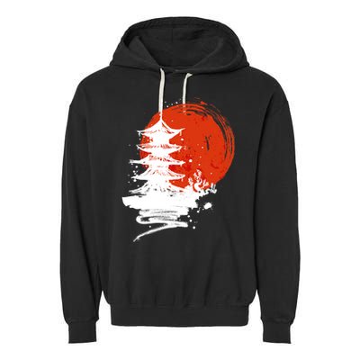 Japanese Red Moon Garment-Dyed Fleece Hoodie