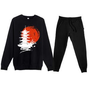 Japanese Red Moon Premium Crewneck Sweatsuit Set