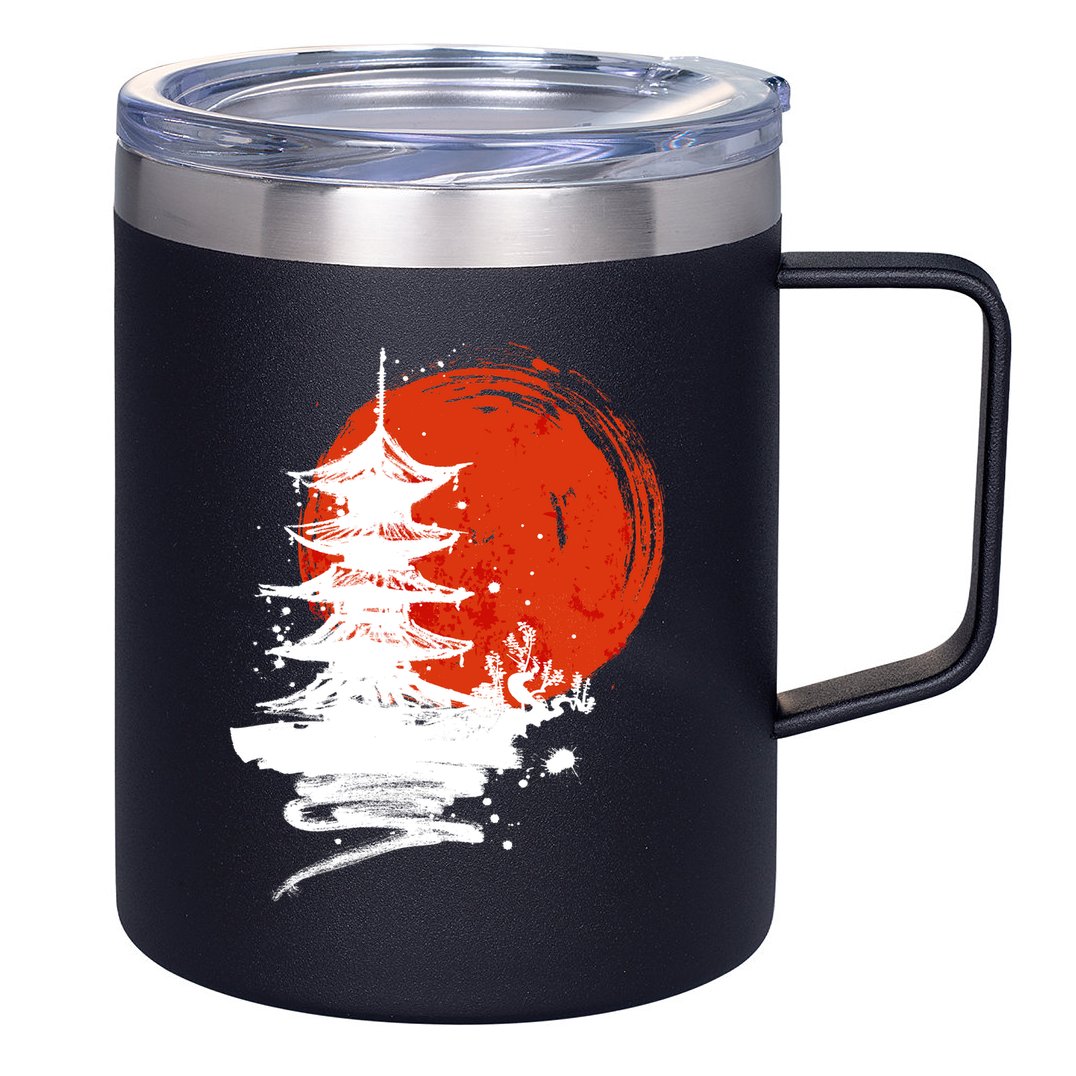 Japanese Red Moon 12oz Stainless Steel Coffee Mug