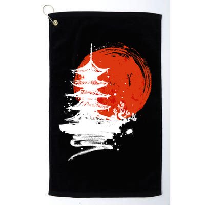 Japanese Red Moon Golf Towel