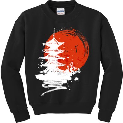 Japanese Red Moon Kids Sweatshirt