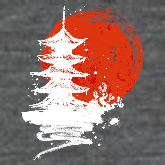 Japanese Red Moon Long Sleeve Shirt