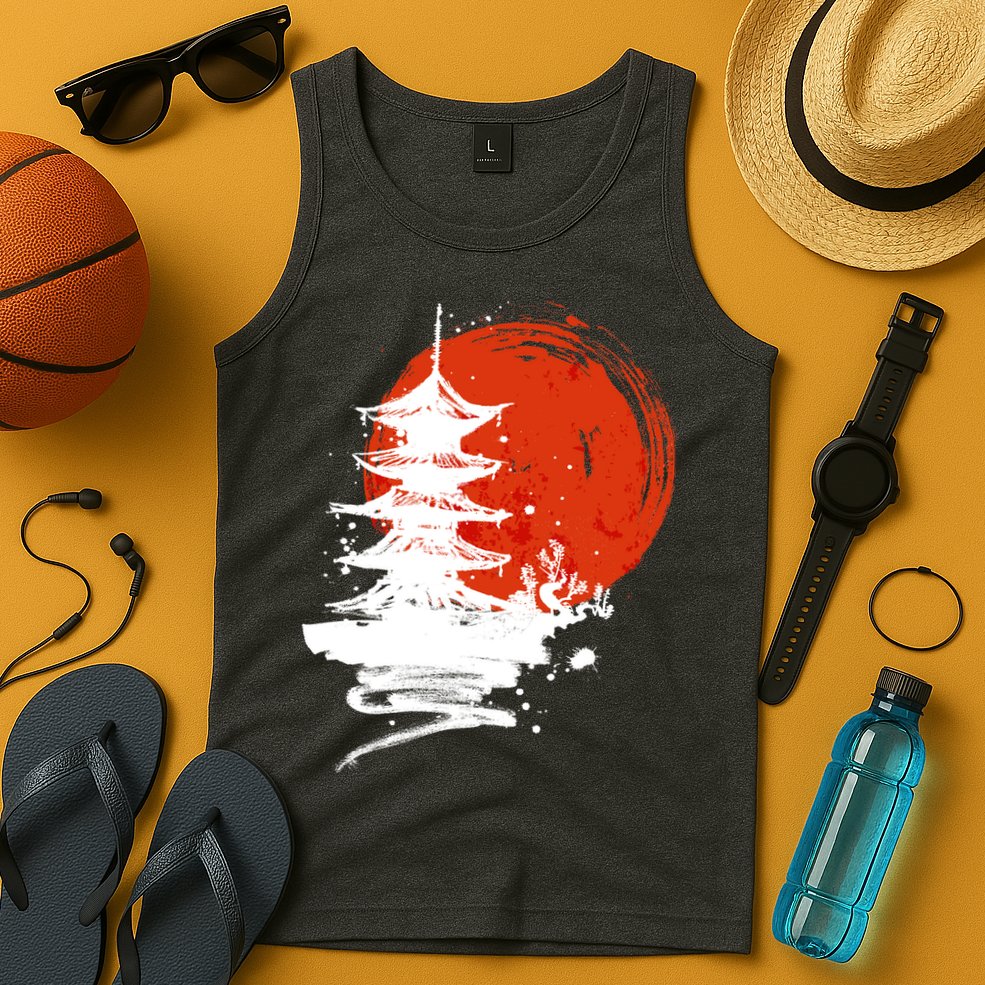 Japanese Red Moon Tank Top