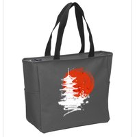 Japanese Red Moon Zip Tote Bag