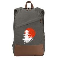 Japanese Red Moon Cotton Canvas Backpack