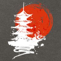 Japanese Red Moon Cotton Canvas Backpack