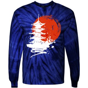 Japanese Red Moon Tie-Dye Long Sleeve Shirt