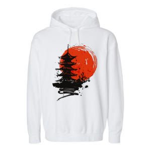 Japanese Red Moon Garment-Dyed Fleece Hoodie