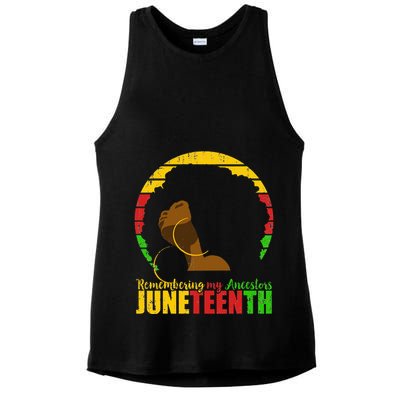 Juneteenth Remembering My Ancestors Black Freedom Ladies PosiCharge Tri-Blend Wicking Tank