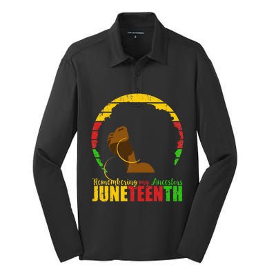 Juneteenth Remembering My Ancestors Black Freedom Silk Touch Performance Long Sleeve Polo