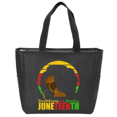 Juneteenth Remembering My Ancestors Black Freedom Zip Tote Bag