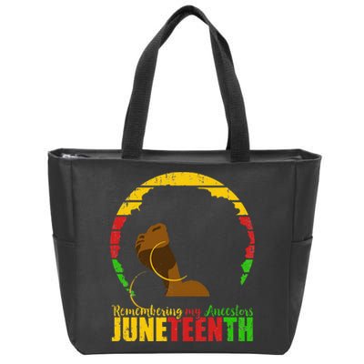 Juneteenth Remembering My Ancestors Black Freedom Zip Tote Bag