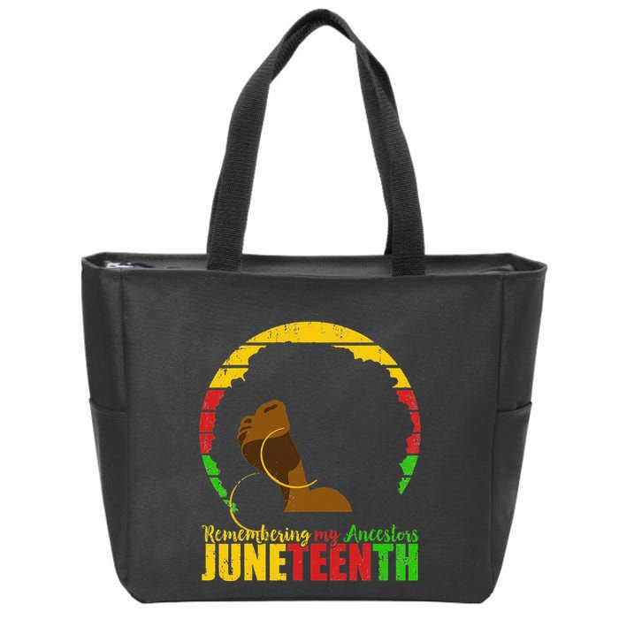 Juneteenth Remembering My Ancestors Black Freedom Zip Tote Bag
