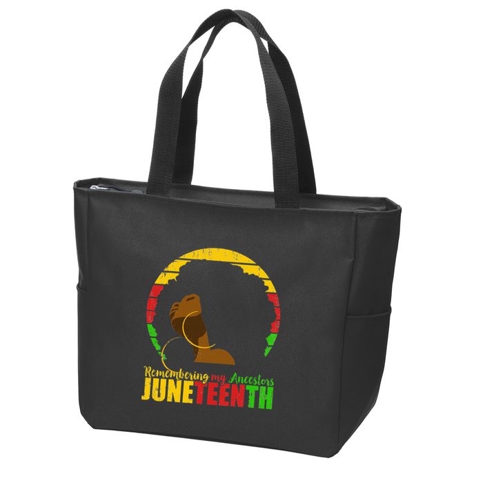 Juneteenth Remembering My Ancestors Black Freedom Zip Tote Bag