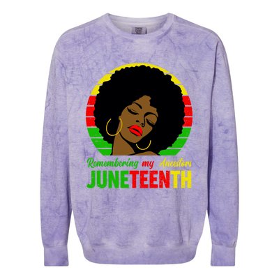 Juneteenth Remembering My Ancestors Black Freedom Day Gift Colorblast Crewneck Sweatshirt