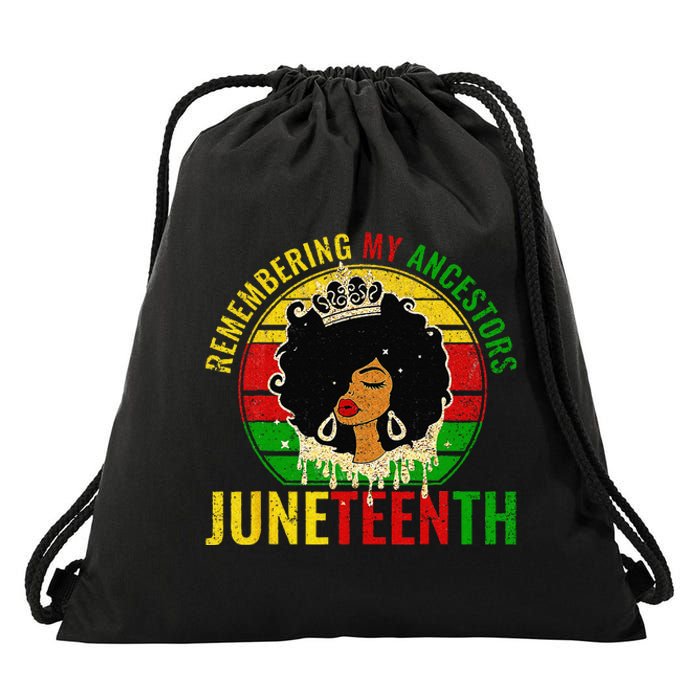 Juneteenth Remembering My Ancestors Black Freedom Drawstring Bag