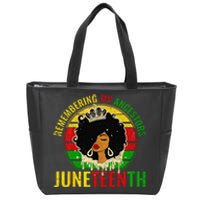 Juneteenth Remembering My Ancestors Black Freedom Zip Tote Bag