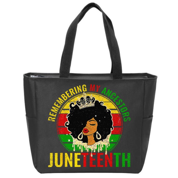 Juneteenth Remembering My Ancestors Black Freedom Zip Tote Bag