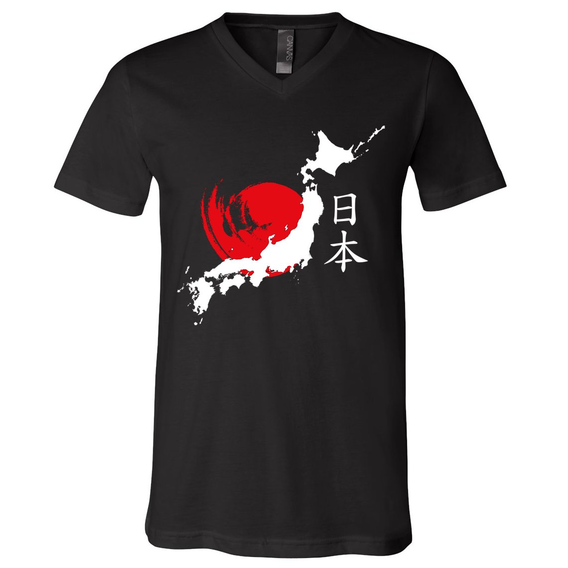 Japan Red Moon V-Neck T-Shirt