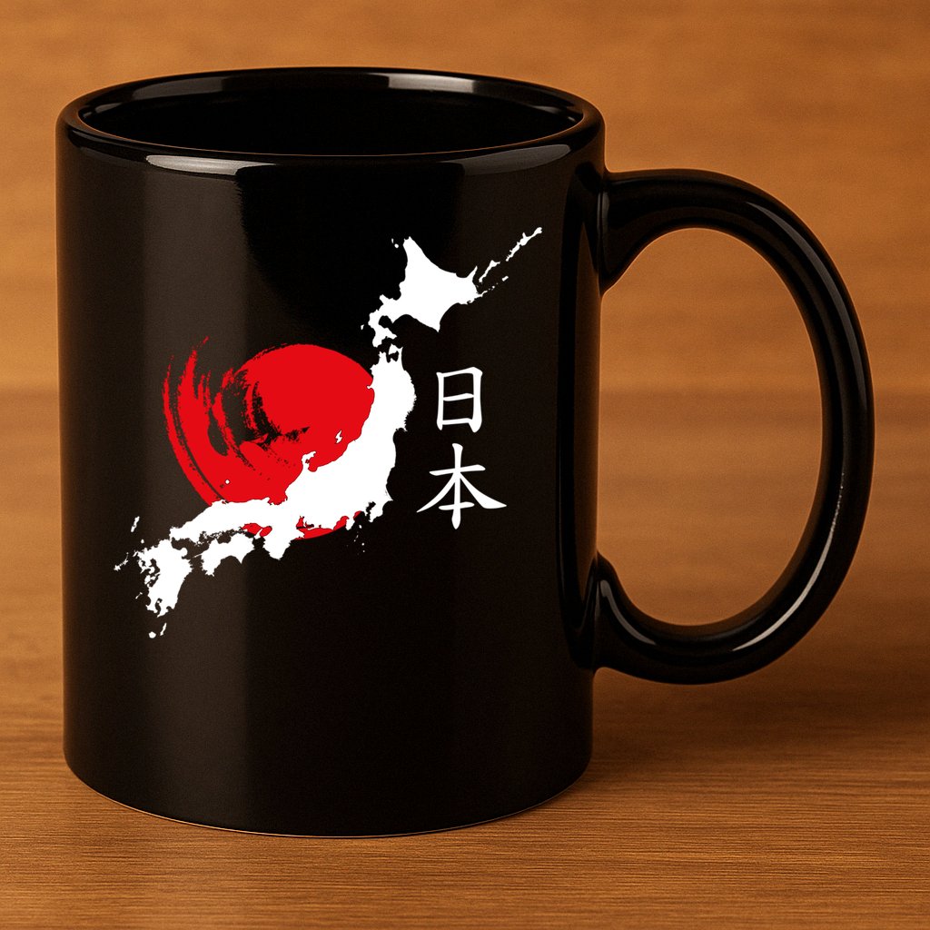 Japan Red Moon 11oz C Handle Ceramic Mug