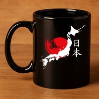 Japan Red Moon 11oz C Handle Ceramic Mug