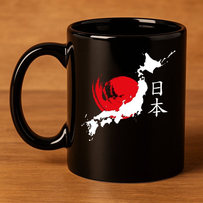 Japan Red Moon 11oz C Handle Ceramic Mug