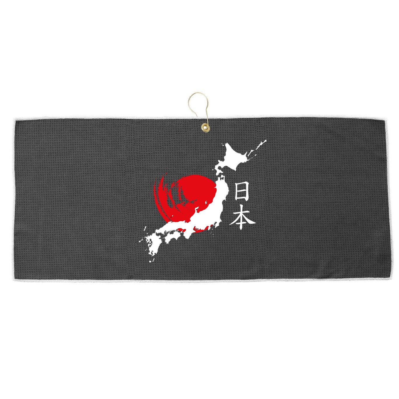 Japan Red Moon Large Microfiber Waffle Golf Towel