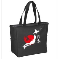 Japan Red Moon Zip Tote Bag