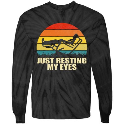 Just Resting My Eyes Man Reclining In Recliner Tie-Dye Long Sleeve Shirt