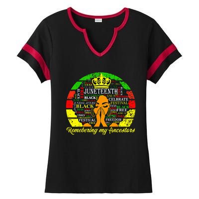 Juneteenth Remembering My Ancestors Black Freedom Wo Ladies Halftime Notch Neck Tee