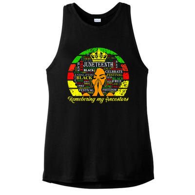 Juneteenth Remembering My Ancestors Black Freedom Wo Ladies PosiCharge Tri-Blend Wicking Tank