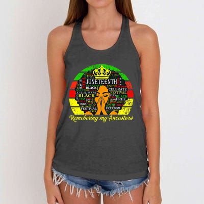 Juneteenth Remembering My Ancestors Black Freedom Wo Women's Knotted Racerback Tank