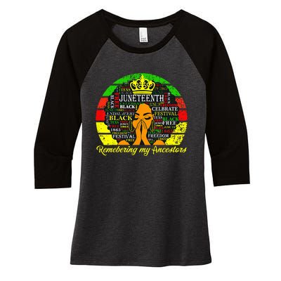 Juneteenth Remembering My Ancestors Black Freedom Wo Women's Tri-Blend 3/4-Sleeve Raglan Shirt