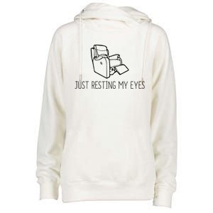 Just Resting My Eyes Funny Dad Womens Funnel Neck Pullover Hood