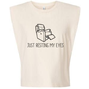 Just Resting My Eyes Funny Dad Garment-Dyed Women's Muscle Tee