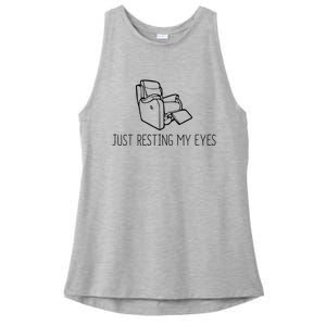 Just Resting My Eyes Funny Dad Ladies PosiCharge Tri-Blend Wicking Tank