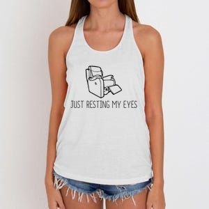 Just Resting My Eyes Funny Dad Women's Knotted Racerback Tank