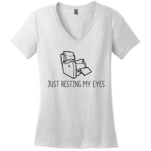 Just Resting My Eyes Funny Dad Women's V-Neck T-Shirt