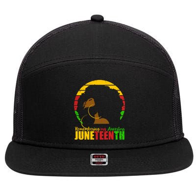 Juneteenth Remembering My Ancestors Black Freedom 7 Panel Mesh Trucker Snapback Hat