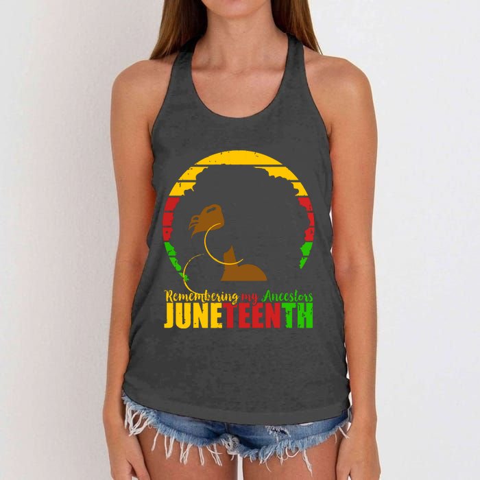 Juneteenth Remembering My Ancestors Black Freedom Women's Knotted Racerback Tank