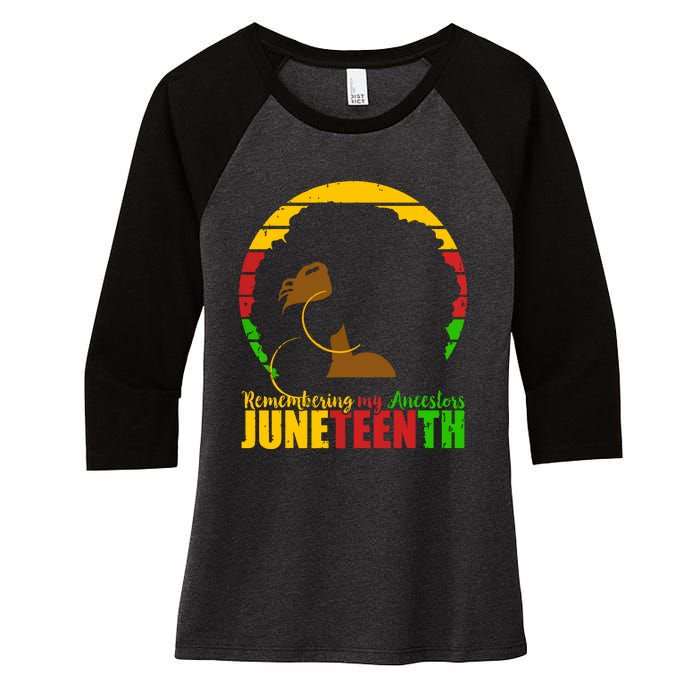 Juneteenth Remembering My Ancestors Black Freedom Women's Tri-Blend 3/4-Sleeve Raglan Shirt