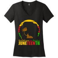 Juneteenth Remembering My Ancestors Black Freedom Women's V-Neck T-Shirt